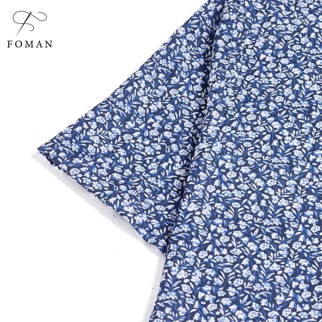 Ảnh Áo sơ mi tay ngắn Nam FOMAN Hoạ tiết BARBA FLORAL vải Lụa Mango Cao cấp mềm mịn, thoáng mát, co giãn 4