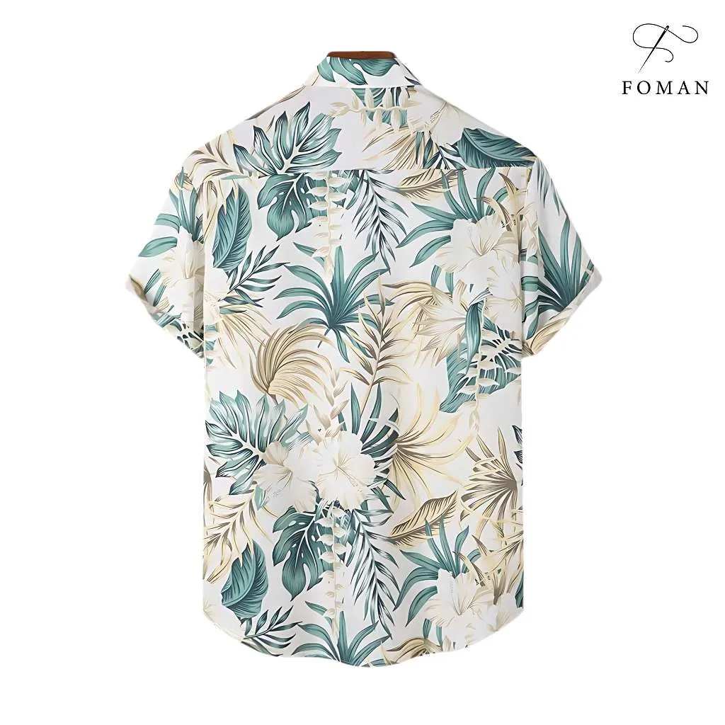 Ảnh Áo sơ mi tay ngắn nam FOMAN chính hãng, hoạ tiết Classic Hawaii, vải Lụa Mango thoáng mát, thấm hút, mềm mịn, không nhăn 2