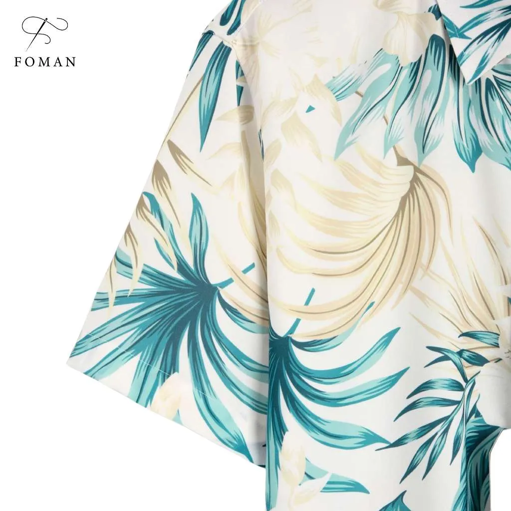 Ảnh Áo sơ mi tay ngắn nam FOMAN chính hãng, hoạ tiết Classic Hawaii, vải Lụa Mango thoáng mát, thấm hút, mềm mịn, không nhăn 3