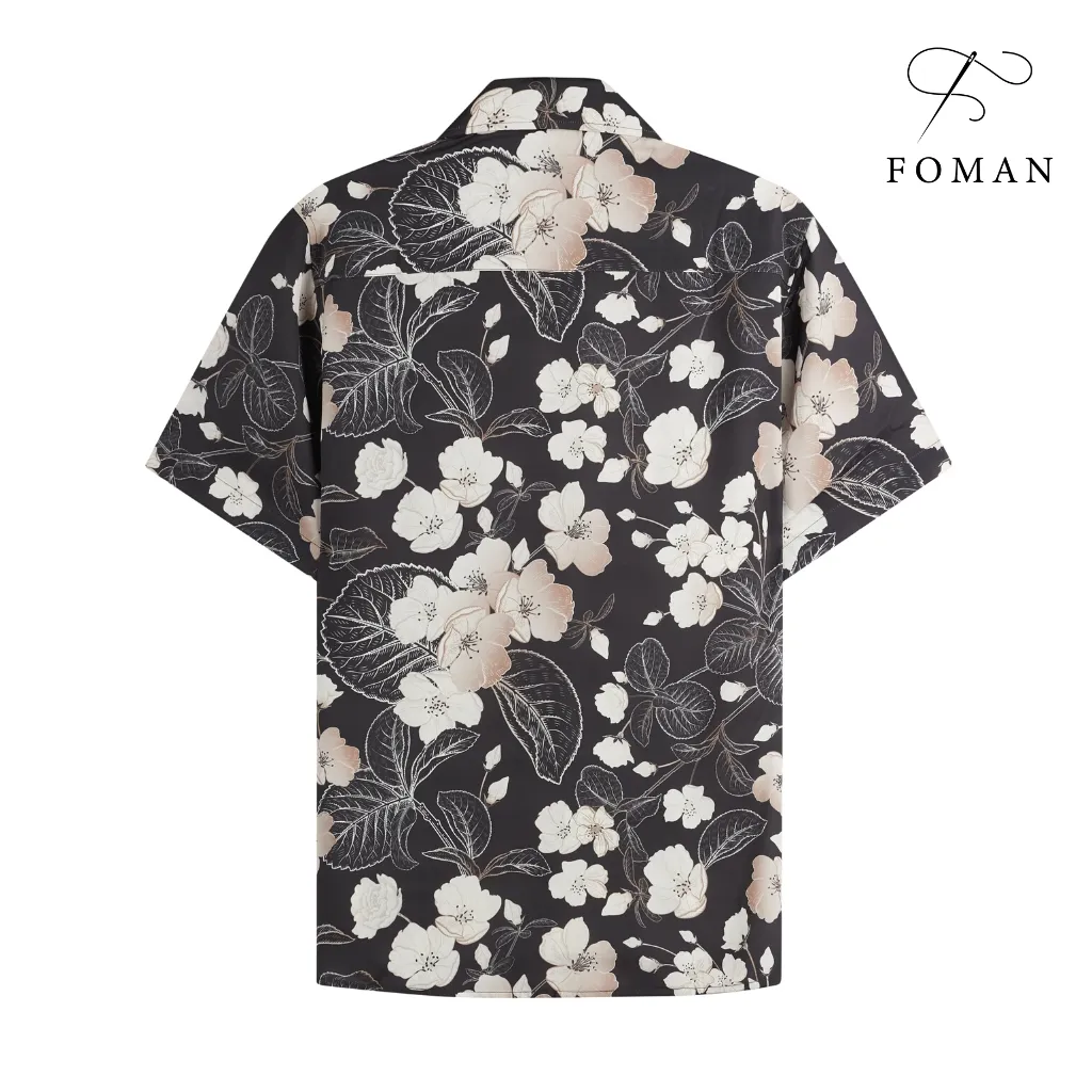 Ảnh Áo sơ mi tay ngắn Nam hoạ tiết TURNERA DARK chính hãng FOMAN vải Lụa Mango, thoáng mát, co giãn, thấm hút tốt | FM-61 2