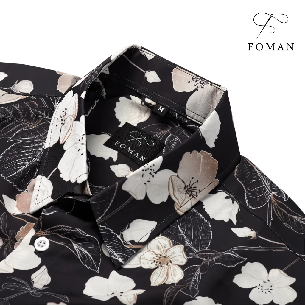 Ảnh Áo sơ mi tay ngắn Nam hoạ tiết TURNERA DARK chính hãng FOMAN vải Lụa Mango, thoáng mát, co giãn, thấm hút tốt | FM-61 3