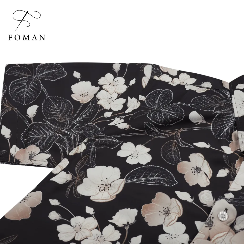 Ảnh Áo sơ mi tay ngắn Nam hoạ tiết TURNERA DARK chính hãng FOMAN vải Lụa Mango, thoáng mát, co giãn, thấm hút tốt | FM-61 4