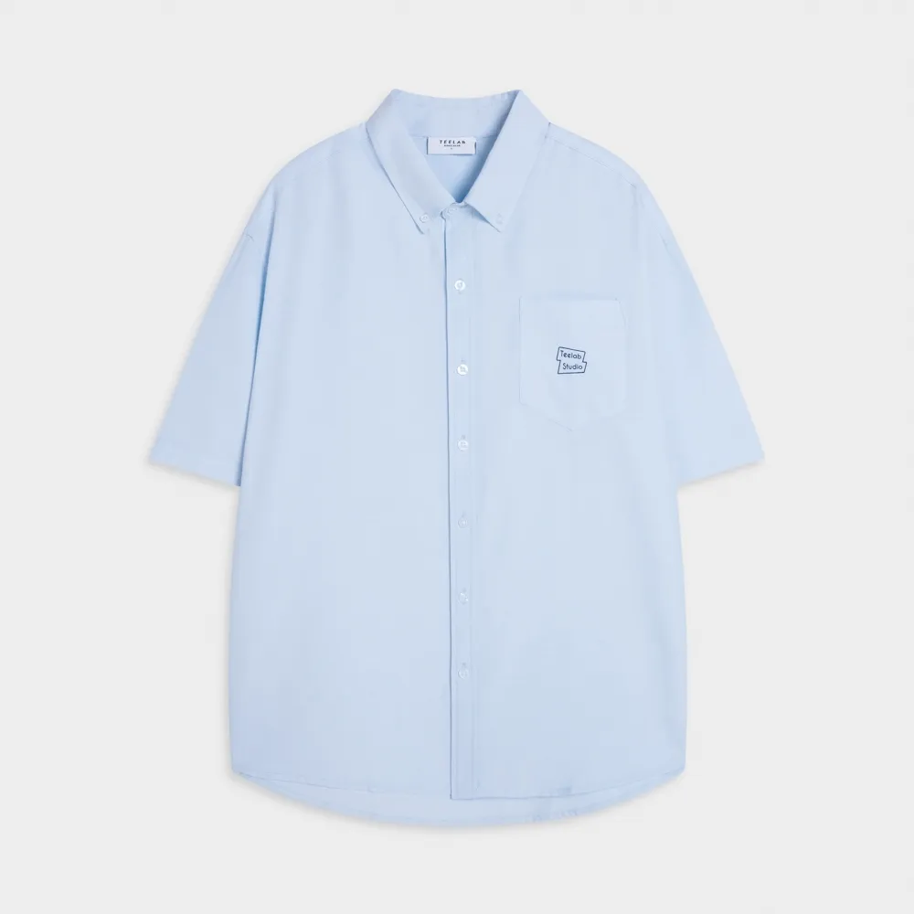 Ảnh Áo Sơ Mi Tay Ngắn Teelab Eco Oxford Signature Logo Unisex Form Oversize Local Brand SS068 2