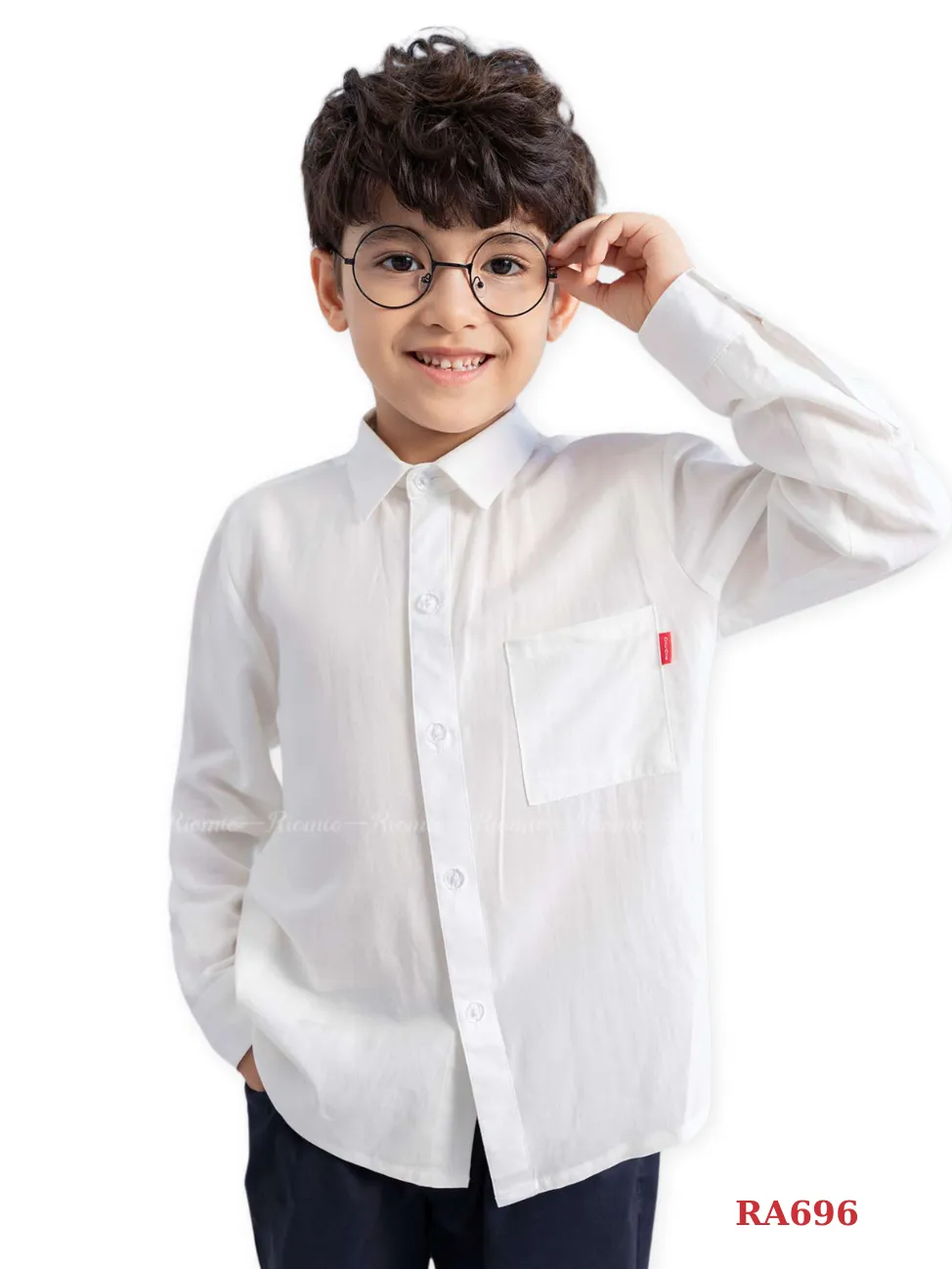 Ảnh Áo sơ mi trắng bé trai RIOMIO size 20-42kg chất 100% cotton thô Hàn mềm mát RA696 2
