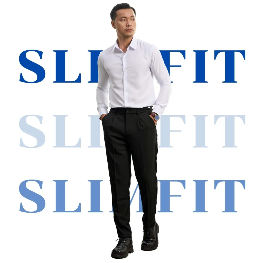 Ảnh Áo sơ mi trắng nam AKUBA tay dài đi làm form slimfit, vải lụa không nhăn, thoáng mát | 01AB2044 4