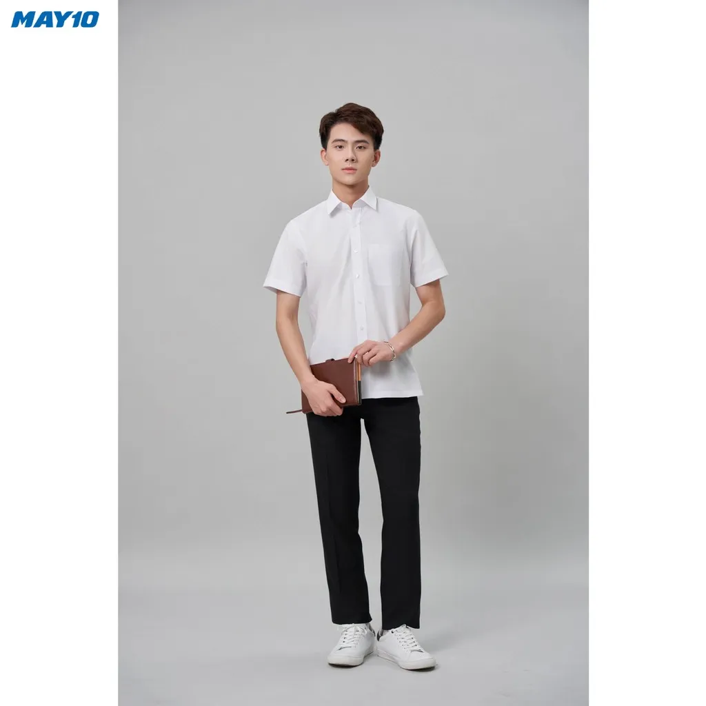 Ảnh Áo sơ mi trắng nam cộc tay May 10 mã 010122932WON AT049 dáng suông 2