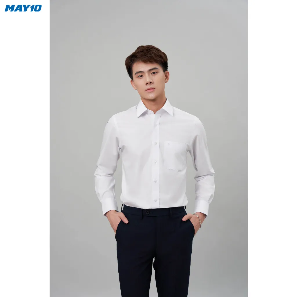 Ảnh Áo sơ mi trắng nam dài tay May 10 dáng Regular mã 010123049W 003/1 4