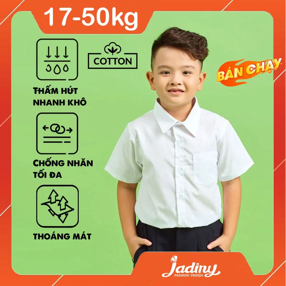 Ảnh Áo sơ mi trắng đồng phục học sinh nam cấp 1, cấp 2, cấp 3,thầm hút mồ hôi tốt, phom dáng đẹp Jadiny 2