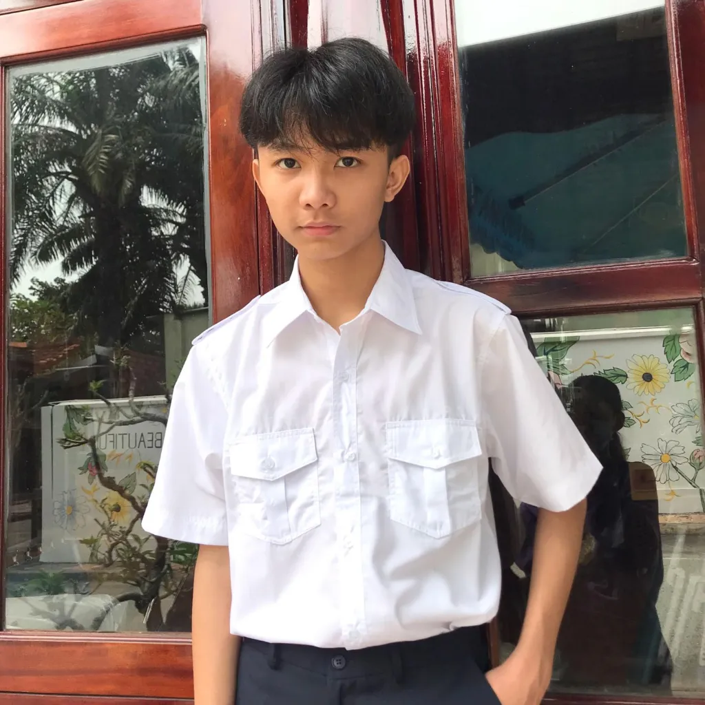 Ảnh Áo sơ mi trắng đồng phục học sinh nam cấp 1, cấp 2, cấp 3,thầm hút mồ hôi tốt, phom dáng đẹp Jadiny 3