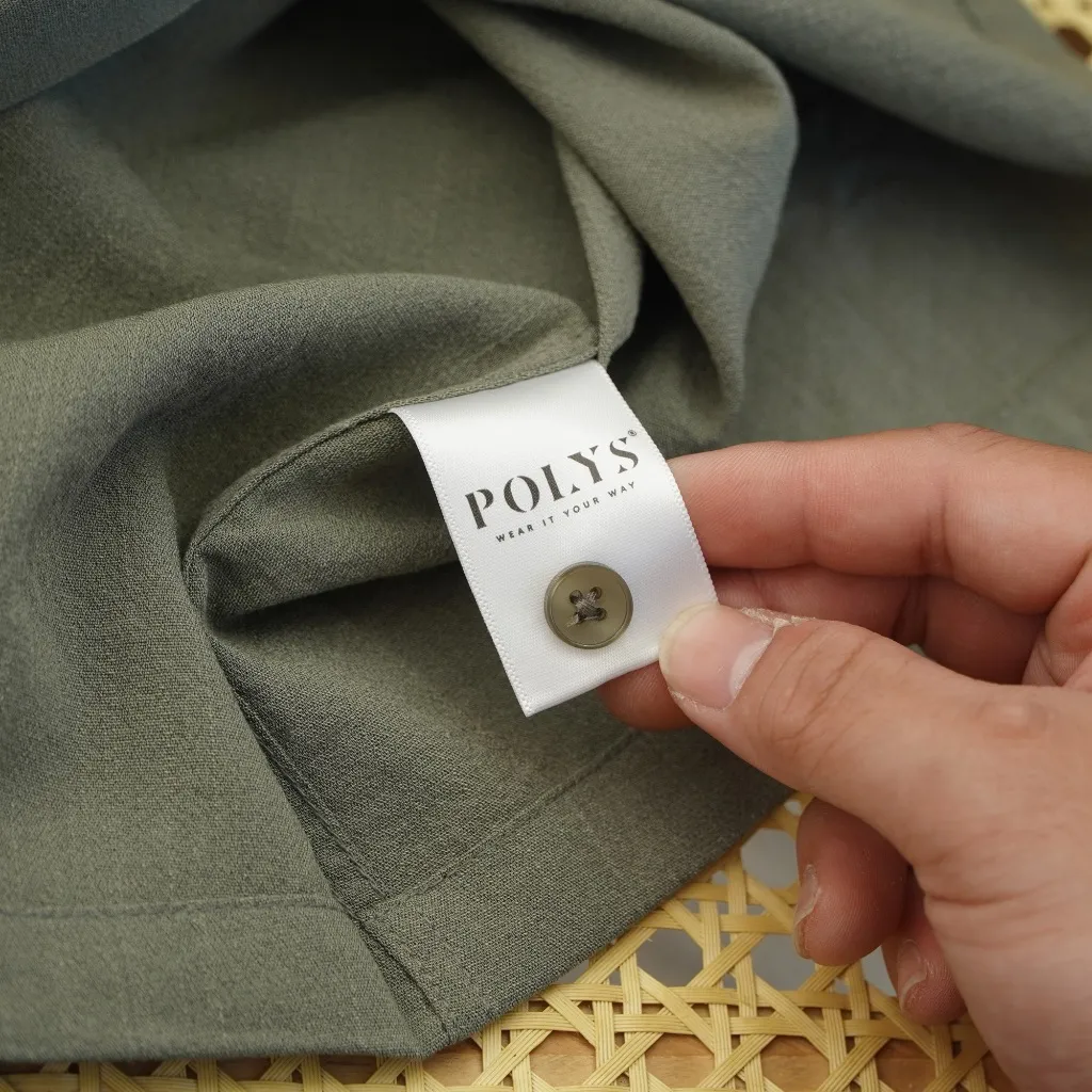 Ảnh Áo Sơ Mi Đũi Nam POLYS Tay Ngắn Cổ Vest 4 Màu, Vải Đũi Co Giãn Thấm Hút Tốt SƠ MI ĐŨI NGẮN TAY 3