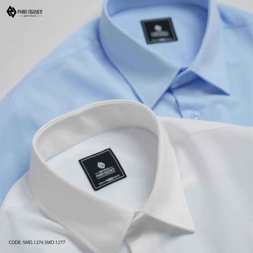 Ảnh Áo sơ mi xanh dài tay nam Phan Nguyễn, chất liệu 100% Microfiber mềm nhẹ mát, form slim SMD.1277 3