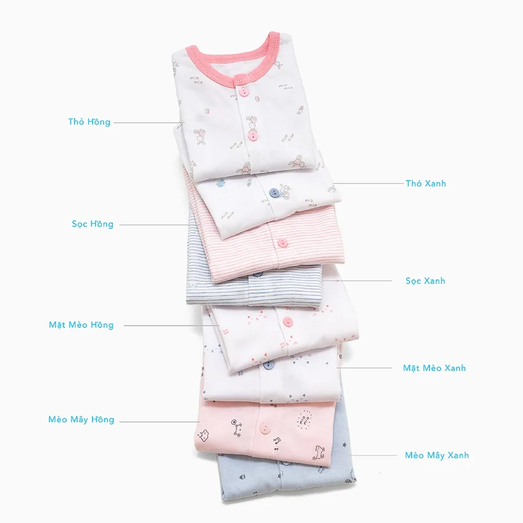 Ảnh Áo Sơ Sinh Cộc Tay, Nút Giữa MIOMIO Vải Cotton Cho Mùa Hè | Thoáng Mát Dễ Chịu | Cho Bé Trai, Bé Gái (Từ 0-24 tháng) 2