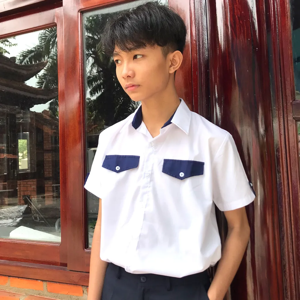 Ảnh Áo sơmi đồng phục học sinh Jadiny cho bé trai cấp 1, tiểu học, thoáng mát, thấm hút mồ hôi 4