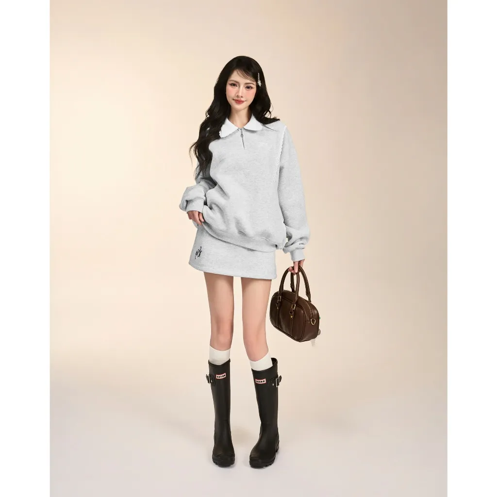 Ảnh Áo sweater nỉ bông cổ sơ mi Austin phối viền ren - Killsystem 3