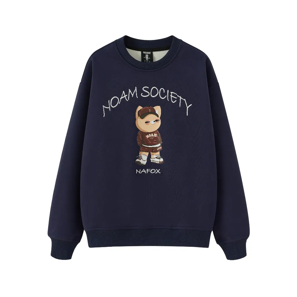 Ảnh Áo Sweater Unisex NOAM SOCIETY Form rộng Vải nỉ lông cáo mềm mịn 3