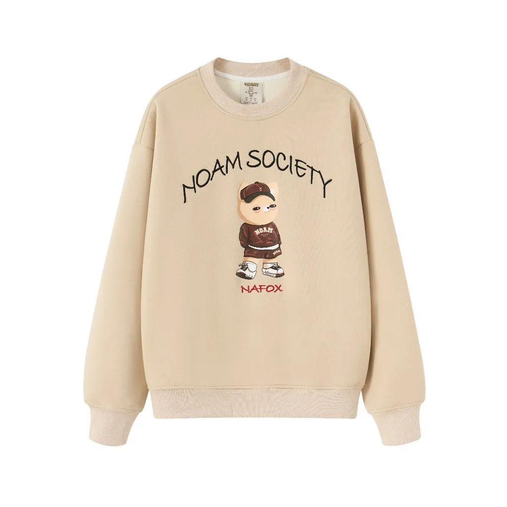 Ảnh Áo Sweater Unisex NOAM SOCIETY Form rộng Vải nỉ lông cáo mềm mịn 4