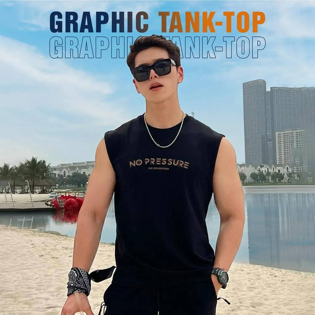 Ảnh Áo Tank Top TORANO Chất Liệu Mềm Mại, Thoáng Mát, Co Giãn Tốt, Kiểu Dáng Thể Thao,  hoạ tiết No Pressure FSTA002 4