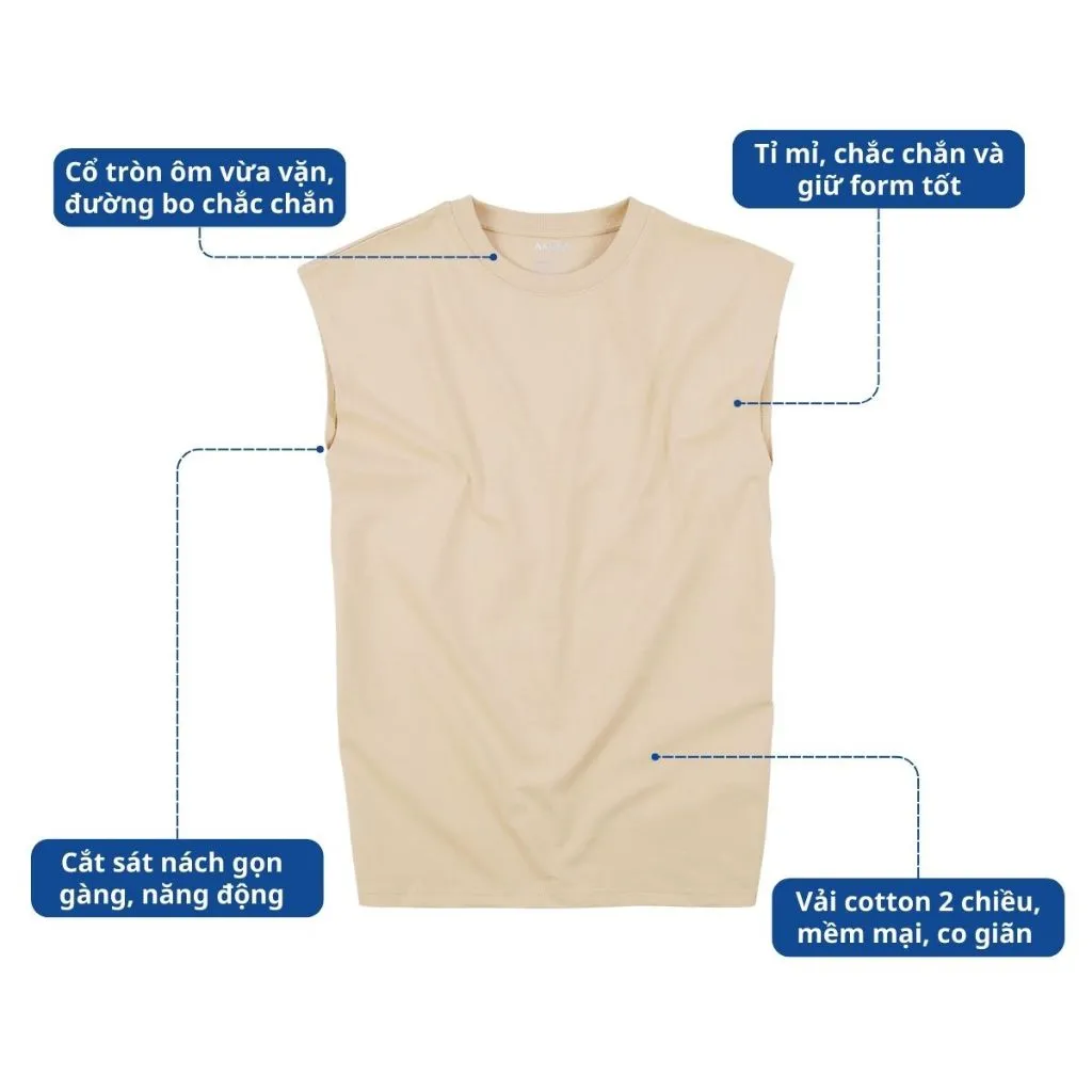 Ảnh Áo Tanktop Ba Lỗ Nam AKUBA Cổ Tròn Form Regular Cotton 100% Sợi Tự Nhiên Thoáng Mát | 01JE1079 2
