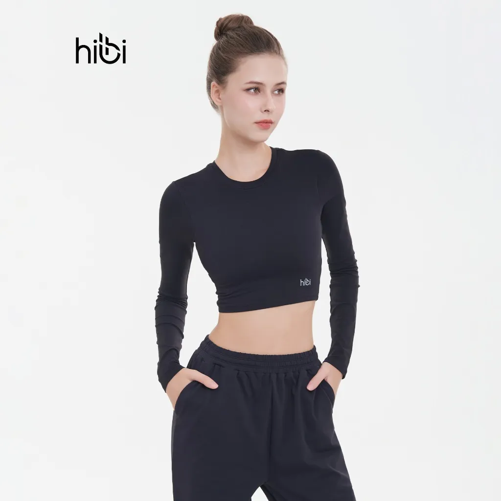 Ảnh Áo Tập Yoga Gym Hibi Sports CR832 Kiểu Tay Dài Cổ Tròn, Kèm Mút Ngực 1