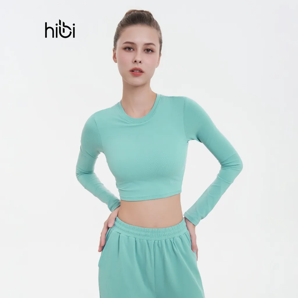 Ảnh Áo Tập Yoga Gym Hibi Sports CR832 Kiểu Tay Dài Cổ Tròn, Kèm Mút Ngực 4