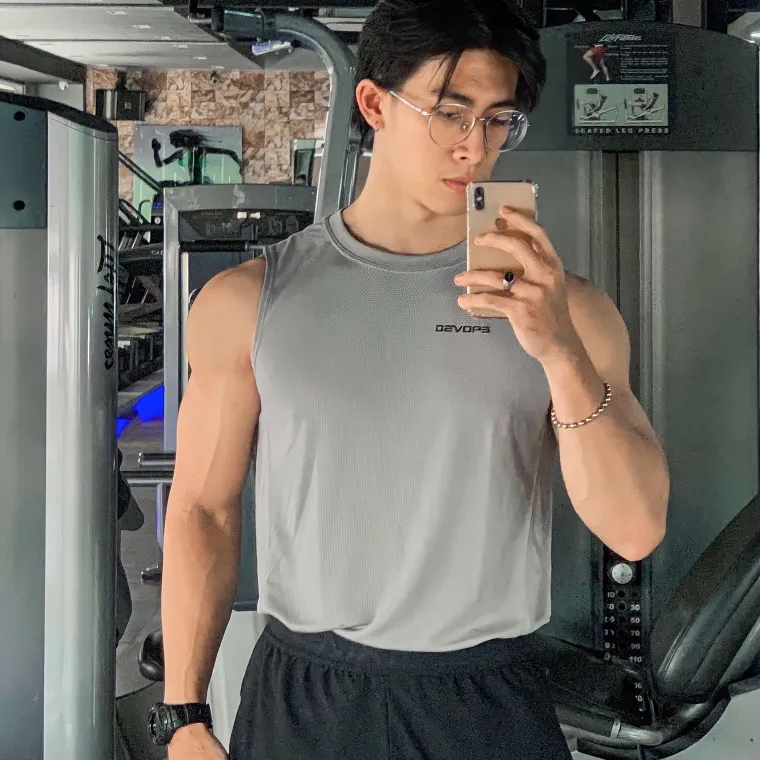 Ảnh Áo thể thao nam sát nách TSLA DEVOPS rộng dạng lưới thoáng khí thấm hút tập gym Tank top DEH1035 2