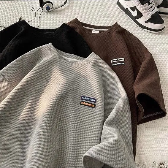 Ảnh ÁO THUN 19Autumn NAD Unisex Áo phông nam nữ tay lỡ oversize form rộng chất liệu cotton dệt tổ ong thoáng mát 3