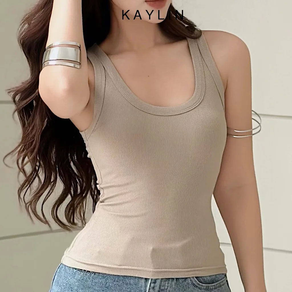 Ảnh Áo thun ba lỗ KAYLIN Basic khoét cổ form ôm chất vải thun co giản thoải mái mát mẻ - N2006 3