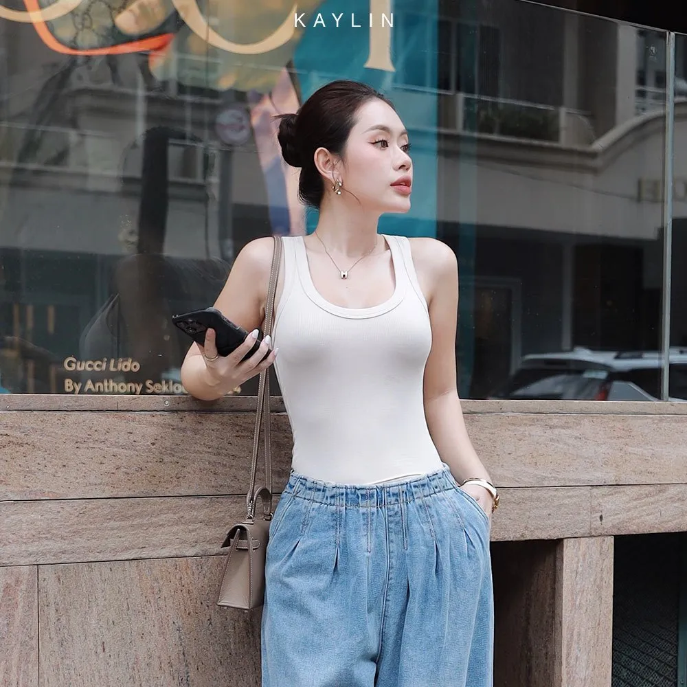 Ảnh Áo thun ba lỗ KAYLIN form Basic chất vải thun gân co giản phong cách thoải mái - N2006 3