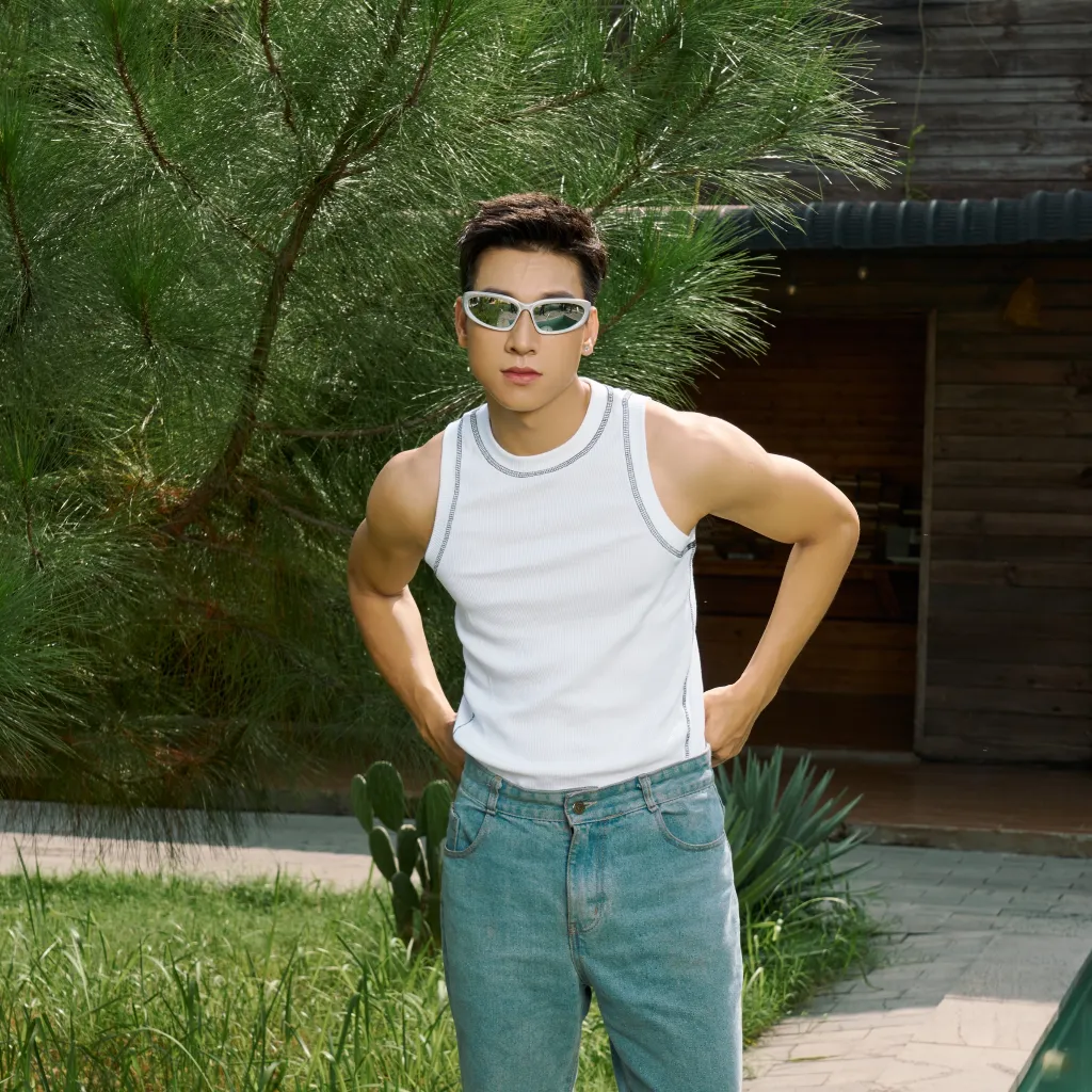Ảnh Áo Thun Ba Lỗ Tank Top Nam Bo Cổ Tròn Đánh Bông Cotton Tăm Gân Tôn Dáng Thương Hiệu Mr Twins 3