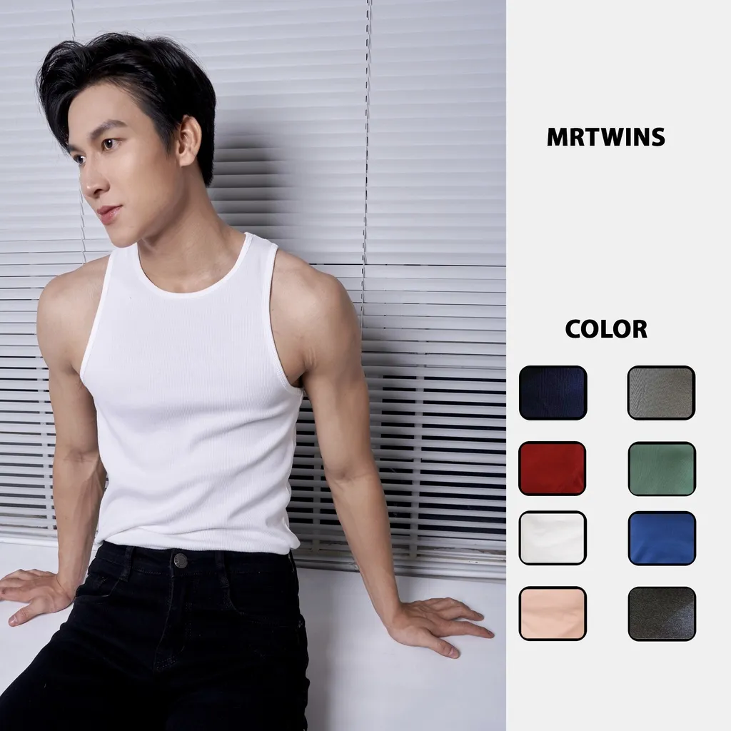 Ảnh Áo Thun Ba Lỗ Tank Top Nam Cổ Tròn Nhiều Màu Vải Cotton Tăm Gân Thương Hiệu Mr Twins 1