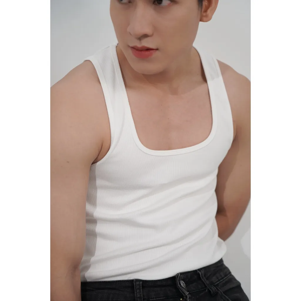Ảnh Áo Thun Ba Lỗ Tank Top Nam Cổ Vuông Nhiều Màu Cotton Gân Thương Hiệu Mr Twins 1