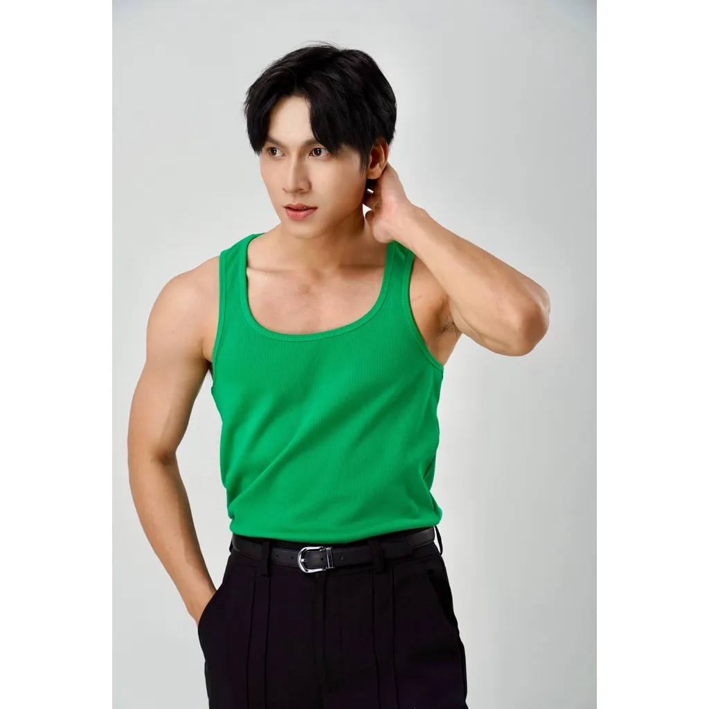 Ảnh Áo Thun Ba Lỗ Tank Top Nam Cổ Vuông Nhiều Màu Cotton Gân Thương Hiệu Mr Twins 2
