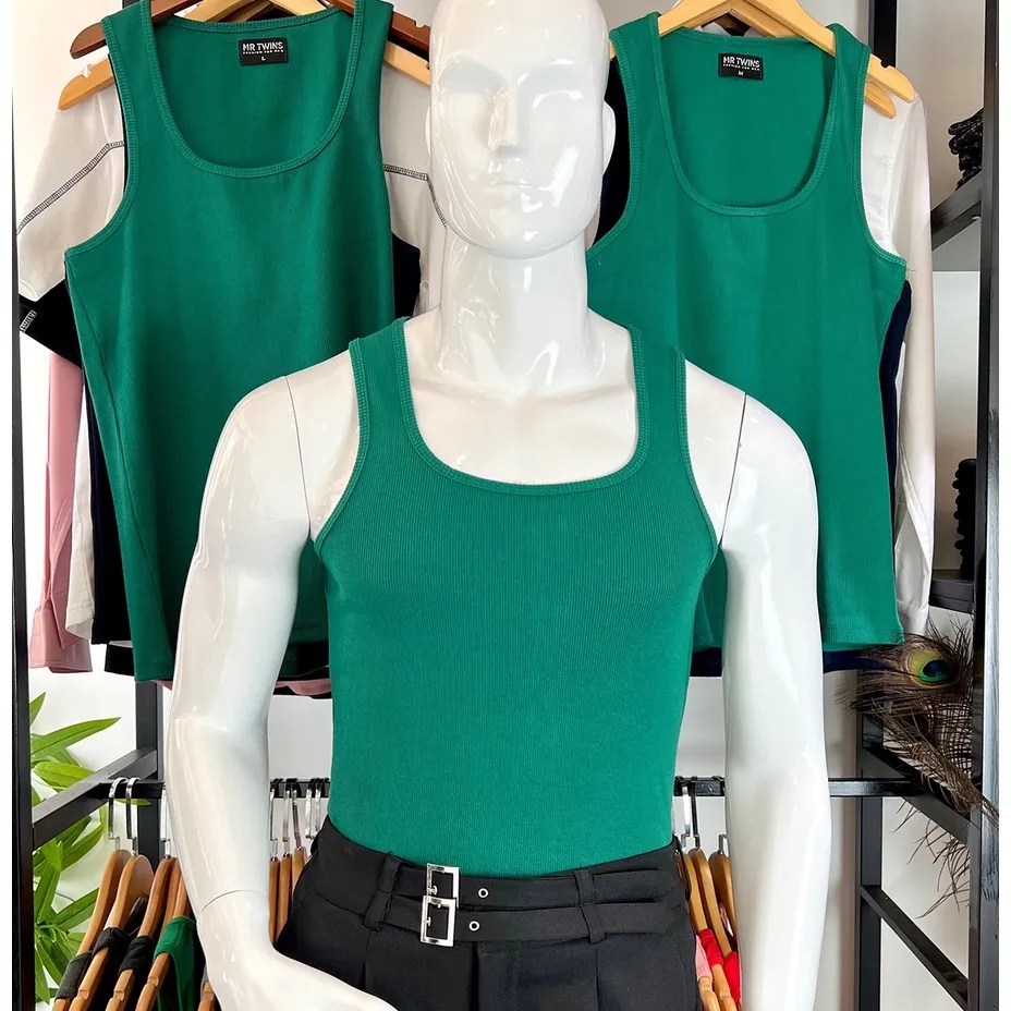 Ảnh Áo Thun Ba Lỗ Tank Top Nam Cổ Vuông Nhiều Màu Cotton Gân Thương Hiệu Mr Twins 4