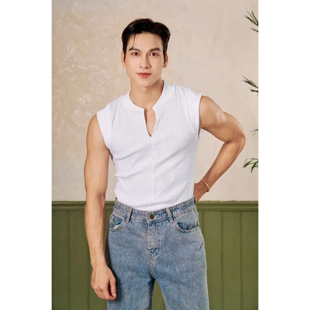 Ảnh Áo Thun Ba Lỗ Tank Top Nam Cổ Bomber Nhiều Màu Cotton Gân Form Body Thương Hiệu Mr Twins 2