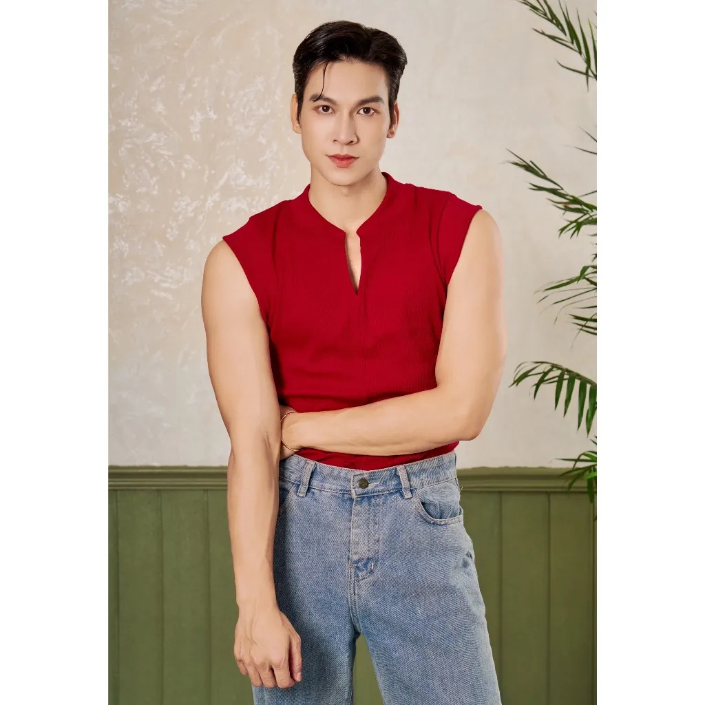 Ảnh Áo Thun Ba Lỗ Tank Top Nam Cổ Bomber Nhiều Màu Cotton Gân Form Body Thương Hiệu Mr Twins 3