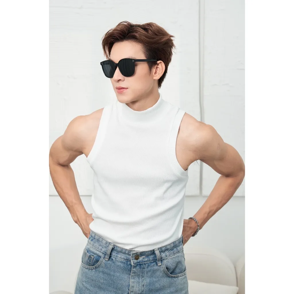 Ảnh Áo Thun Ba Lỗ Tanktop Cổ Lọ Form Body Thun Tăm Gân Cao Cấp Thương Hiệu Mr Twins - BLCS 2