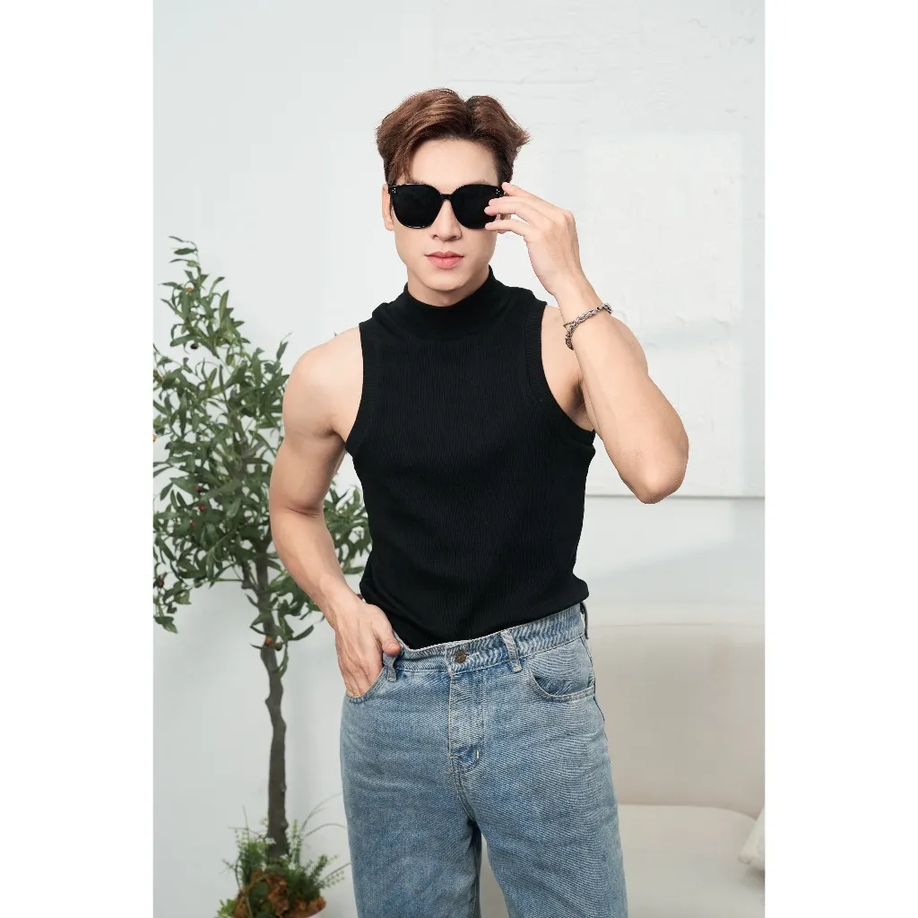 Ảnh Áo Thun Ba Lỗ Tanktop Cổ Lọ Form Body Thun Tăm Gân Cao Cấp Thương Hiệu Mr Twins - BLCS 3