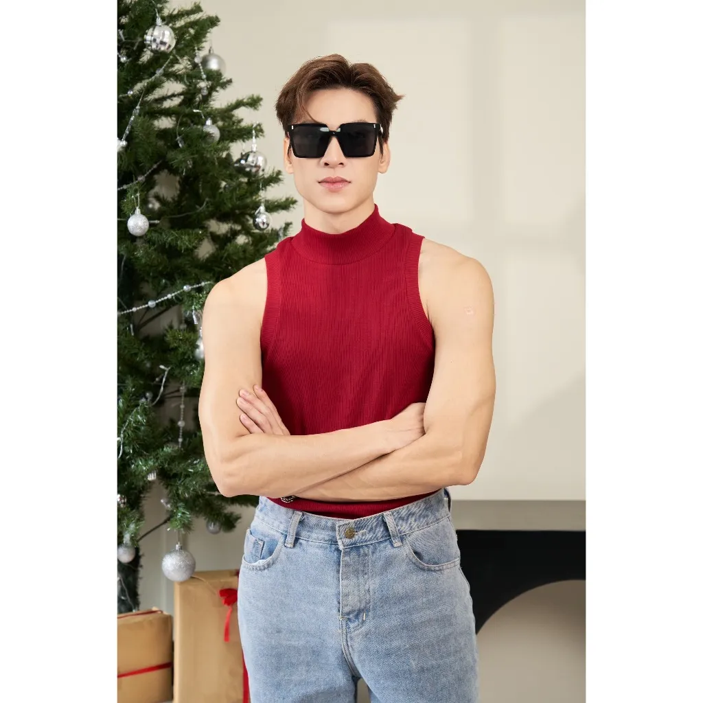 Ảnh Áo Thun Ba Lỗ Tanktop Cổ Lọ Form Body Thun Tăm Gân Cao Cấp Thương Hiệu Mr Twins - BLCS 4