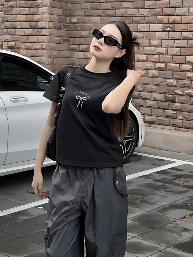 Ảnh Áo thun baby tee nơ nhiều màu cổ tròn tay ngắn TiQi Jeans A67 4