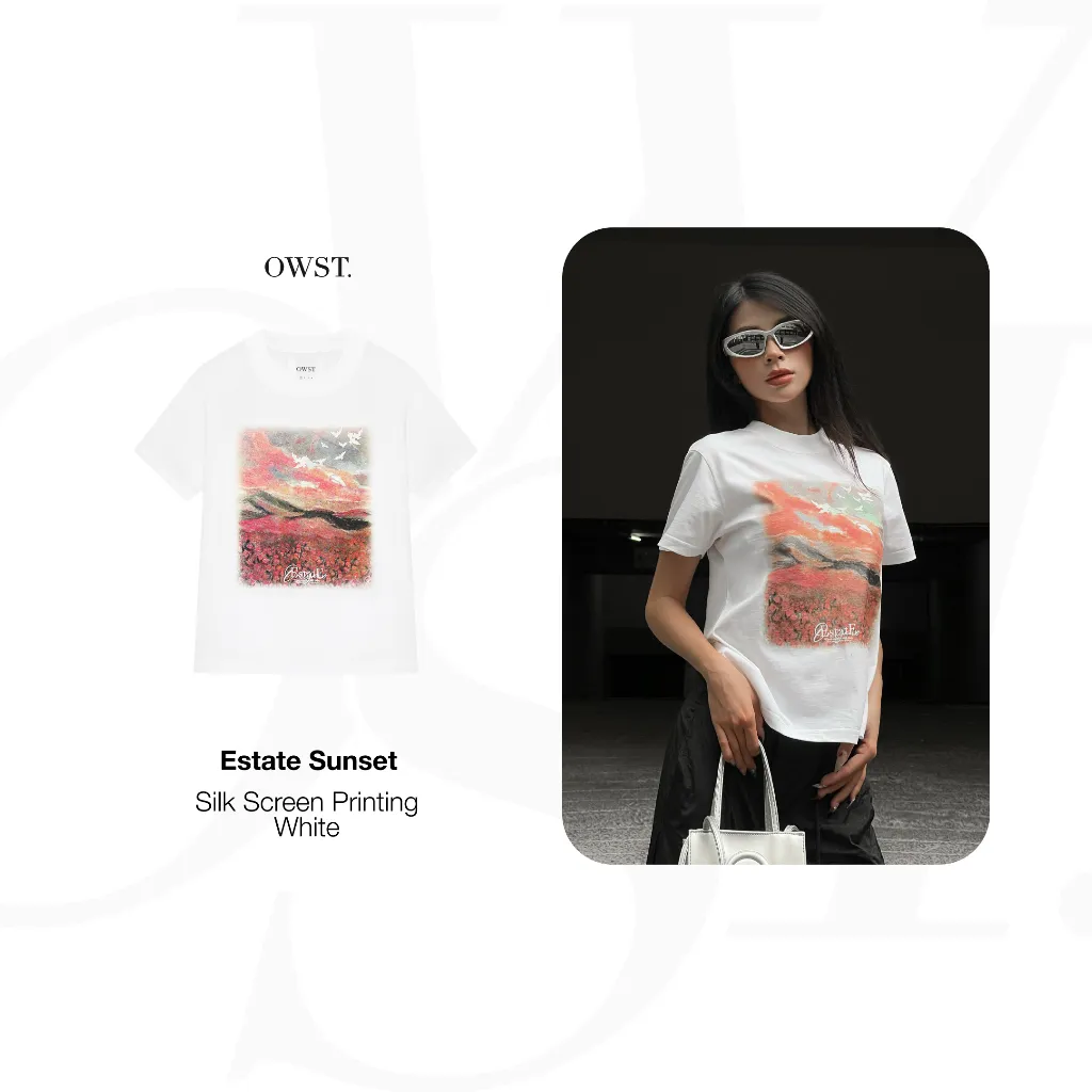 Ảnh Áo Thun Baby Tee Nữ 100% Cotton Oh Wonder Studio Estate Sunset Classic Fit 1