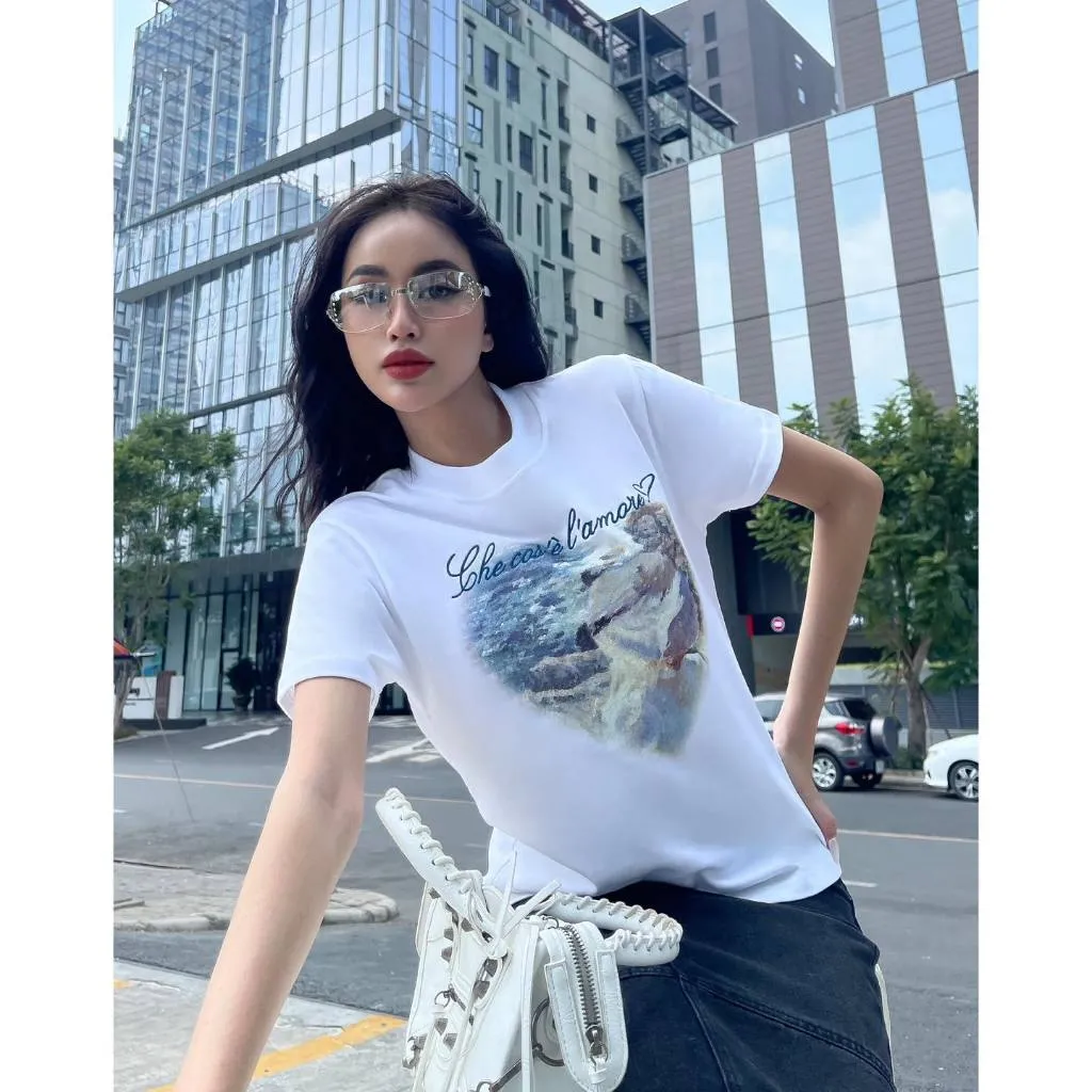 Ảnh Áo Thun Baby Tee Nữ 100% Cotton Oh Wonder Studio l'Amore Classic Fit Tee 2