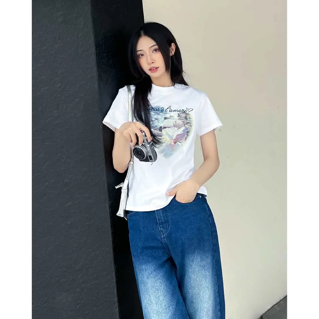 Ảnh Áo Thun Baby Tee Nữ 100% Cotton Oh Wonder Studio l'Amore Classic Fit Tee 4
