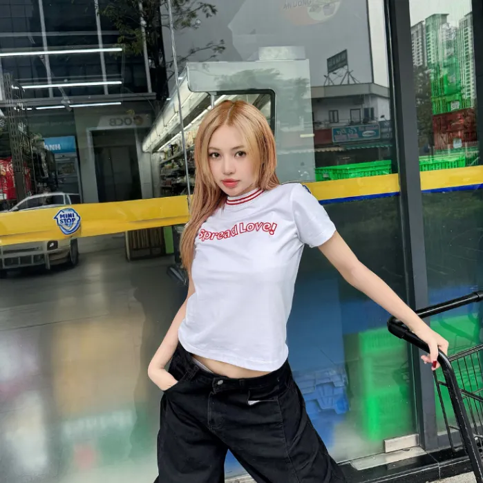 Ảnh Áo Thun Baby Tee SAIGONESE Spread Love Chất Cotton Phối Cổ Viền 4 Màu 2