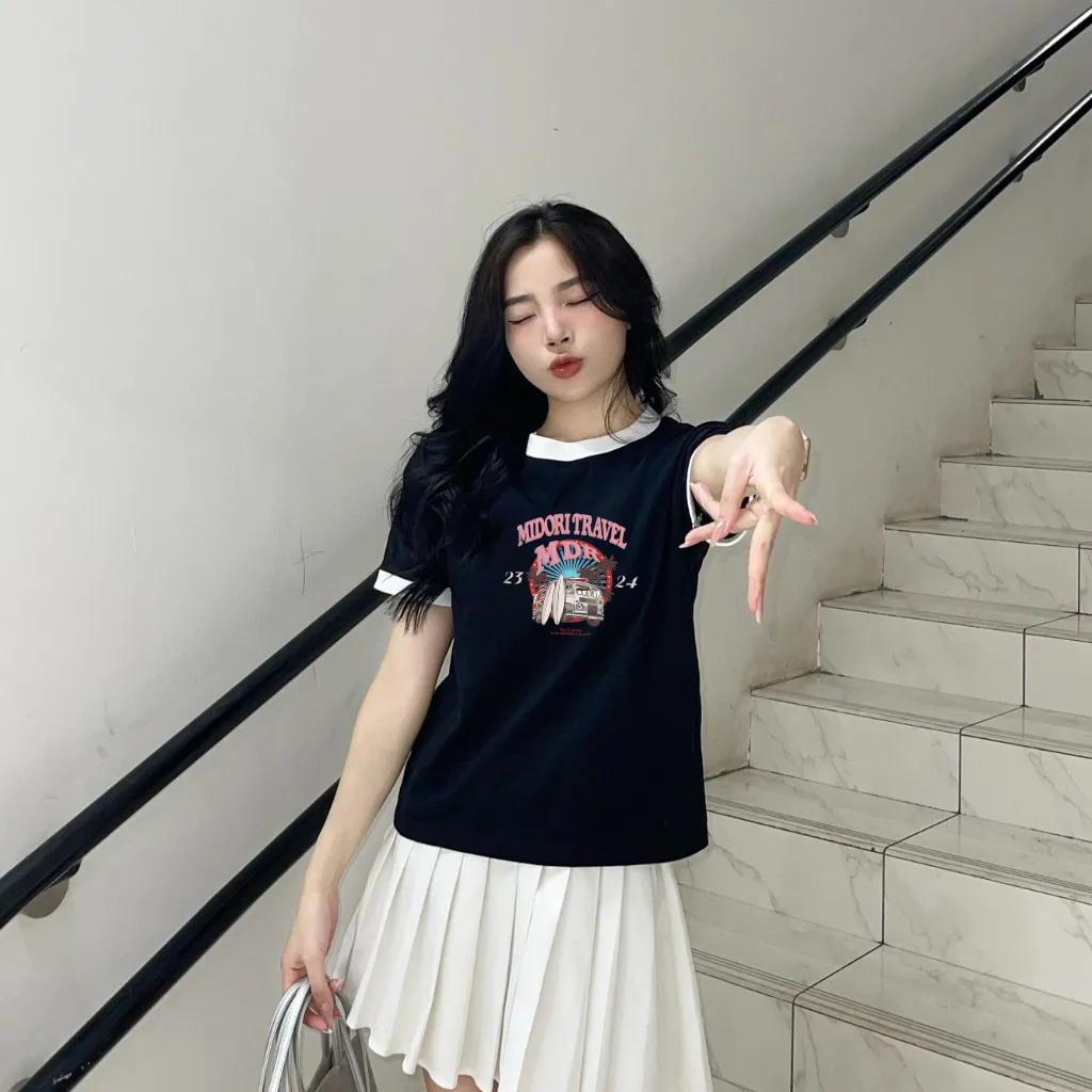 Ảnh Áo thun Baby Tee VINTAGE unisex phông Nam Nữ Local Brand Chính Hãng Midori M Studio 2