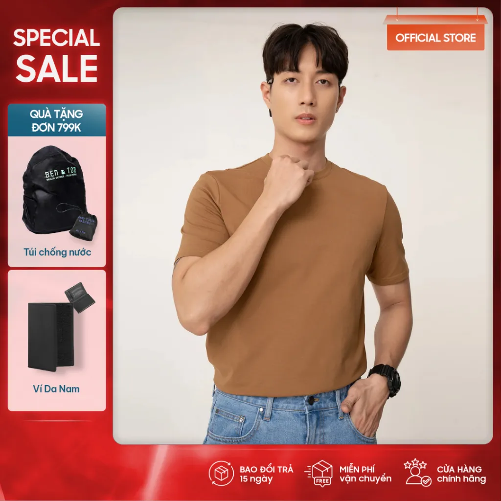 Ảnh Áo thun BASIC cổ tròn form BODY  BEN & TOD 032 vải cotton, trẻ trung, thun lạnh, nam tính, cao cấp 1
