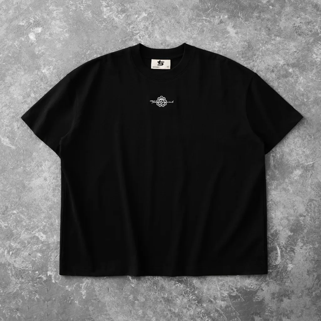 Ảnh Áo Thun Basic Đơn Giản Đen Brand TSUN Chính Hãng Big Woo Logo, UNISEX, Chi tiết Thêu, In Lụa, Oversize Bigsize 1