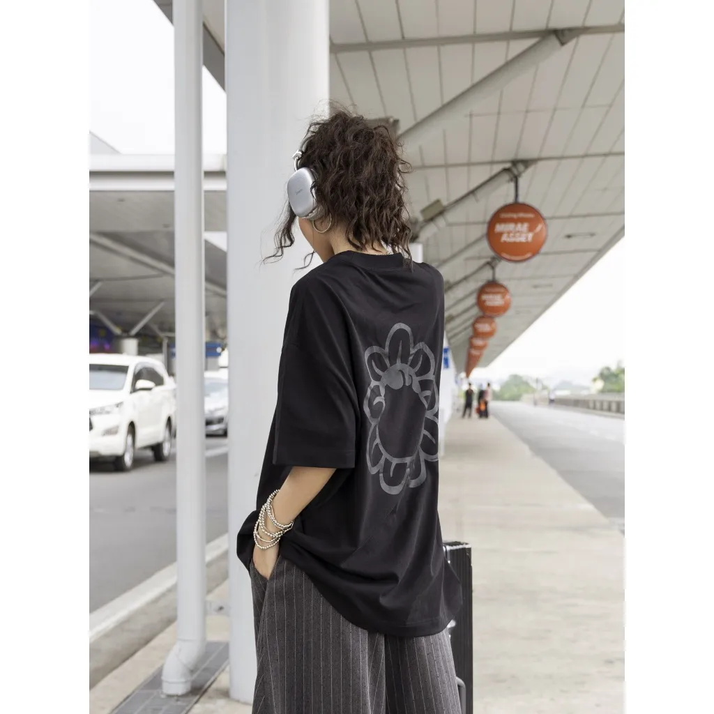 Ảnh Áo Thun Basic Đơn Giản Đen Brand TSUN Chính Hãng Big Woo Logo, UNISEX, Chi tiết Thêu, In Lụa, Oversize Bigsize 4