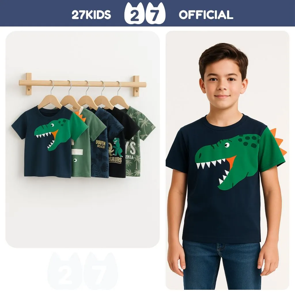 Ảnh Áo thun bé trai ngắn tay 27Kids áo cộc nam vải Cotton cho trẻ từ 2-10 tuổi BSTS8 1