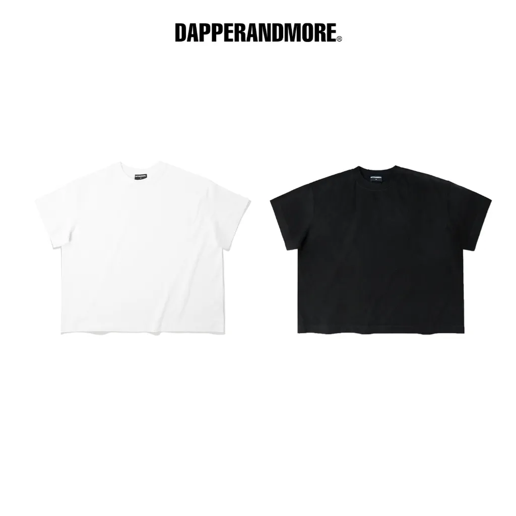 Ảnh Áo Thun Boxy DAPPERANDMORE Form Boxy Trơn 100% Cotton 250GSM - White/ Black 1