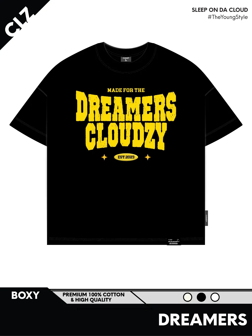 Ảnh Áo thun boxy tee local brand Cloudzy unisex phông tay lỡ nữ cotton phối màu form rộng boxy DREAMERS 1